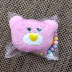 mojojojo　ビーズチェーン付きフェイスマスコット　くま　ピンク　ぬいぐるみ