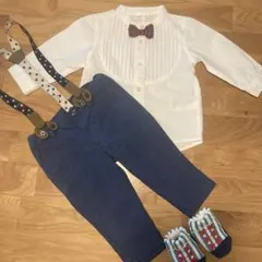 フォーマルセット ホワイトシャツ ネイビーパンツ　70サイズ