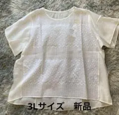 provador パネルレース切替エアリーブラウスホワイト3L新品
