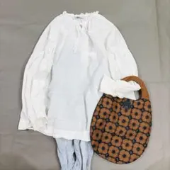 美品♦︎シップスエニィ／フラワーカットワークブラウス 総レース 