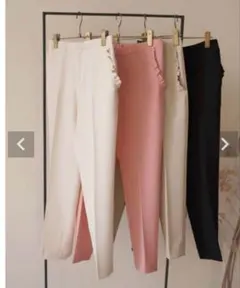 ベージュパンツ スラックス ウエストゴム m