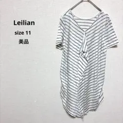 Leilian レリアン チュニック 半袖Tシャツ フリル ボーダー ビジューのサムネイル