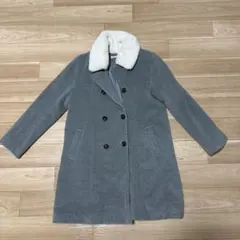 グレー ファー襟 ボタン ロングコート