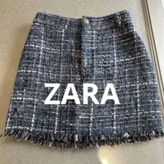 ZARA ザラ　紺色　s ツイード風のミニスカート