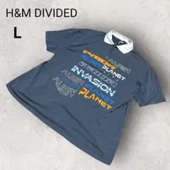 ディヴァイデッド ハーフジップポロシャツ L プリント カジュアル 襟付き