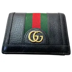 美品　グッチ　二つ折り財布　オフディア　GGマーモント　シェリーライン　レザー
