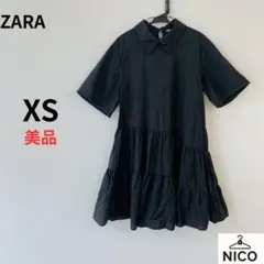 新品※ ZARA 襟付きミニワンピース ブラック S - メルカリ