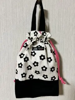 ハンドメイド上履き入れ巾着袋花柄