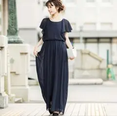 パンツドレス ネイビー 結婚式 お呼ばれ パーティードレス　オールインワン