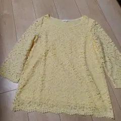 値下げ アナイ 春カラー総刺繍カットソー イエロー