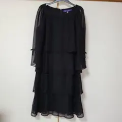 ブラック シフォン ティアードドレス
