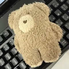 ベージュクマ型ぬいぐるみ ストラップ付き
