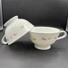 ノリタケ　ティーカップ　花柄　ピンク　ペア