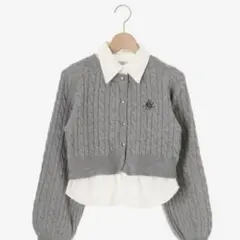 MAJESTIC LEGON シャツドッキングケーブルニット グレー ハート