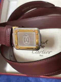 ✨美品✨カルティエ マストライン ボルドー レザー ベルト メンズ
