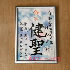 手書きオーダー命名書　命名紙　出産祝い　記念品　代筆　フレーム付　匿名配送