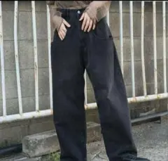 KBF ビックポケットデニム ブラック ワイドシルエット