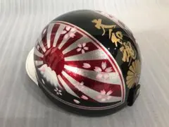 金ラメ 富士日章 コルク半 ヘルメット 暴走族 旧車會 族車 ロケットカウル 族 7色ラメ 黒金 富士日章 コルク半 ヘルメット 外装 旧車會 暴走族 族車
