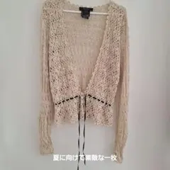 わけありMaxMara 夏ベージュ レース編みカーディガンのサムネイル