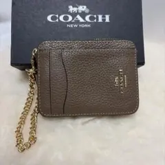 美品　コーチ　COACH　カードケース/コインケース　レザー　チェーン付