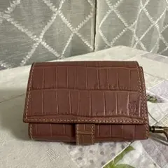 美品　フェリージ　コロコロ　クロコ型押し　サーモンピンク色