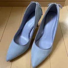 RANDA 水色 ヒールパンプス リボン スエードのサムネイル