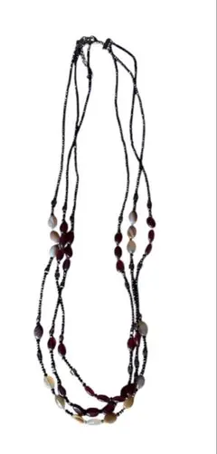 ロングビーズネックレス 赤 黒