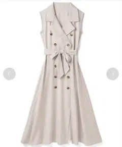 GRL トレンチ風ノースリーブワンピース アイボリー ベルト付き M