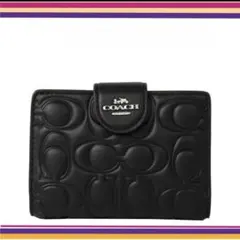 COACHコーチシグネチャースムースレザーミディアム二つ折り財布のサムネイル