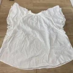 ホワイト フリルスリーブ トップス グローバルワーク