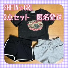 SHEINクロップドTシャツ GRL ショートパンツ レディース半袖 セット