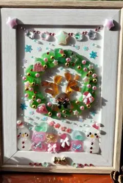 ❤️赤鼻トナカイさんとクリスマスリース❤️雪だるま❤️シーグラスアート❤️