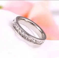 ステンレスリング　全キラリング　指輪　ピンキーリング　レディースリング