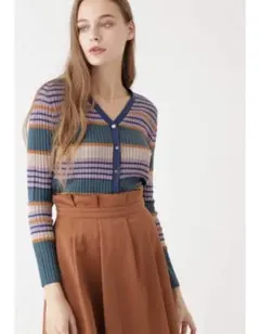 ジルスチュアート　マルチボーダー　カーディガン