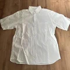 ホワイト 半袖 ボタンダウンシャツ　プルオーバー　M