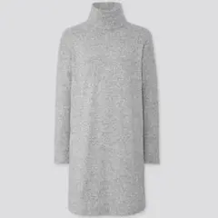 UNIQLO／薄手／ソフトニットフリースワンピース／グレー／M