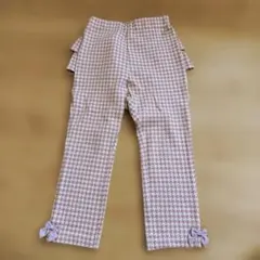 mezzo piano 千鳥格子柄 フリル付きロングパンツ