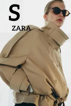 ZARA ショート丈ハイネックトレンチコートZW COLLECTION S