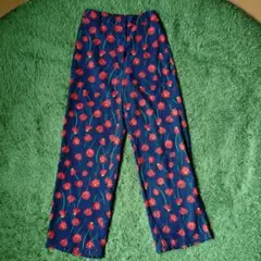 H&M 花柄パンツ ブラック×レッド花柄系 サイズ32