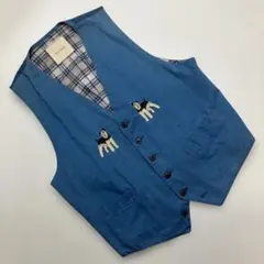 カールヘルム ブルー 犬刺繍使い ベストのサムネイル