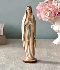 ♢輸入品♢ キリスト教美術 子羊と聖母マリア像 彫刻 彫像 高さ30cm