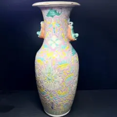 中国美術 花瓶 唐物 雕瓷 花入 花瓶 染付壺 花入 飾壺 中国美術 中国買付 古美術 アンティーク 骨董品