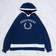 フレッドペリー プルオーバー パーカー フロント刺繍 L ネイビー