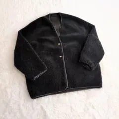 RISLEY リズレー リバーシブルノーカラーフェイクムートンコート