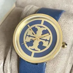稼動品　TORY BURCH トリーバーチ　ゴールド　ネイビー　ロゴ文字盤腕時計のサムネイル