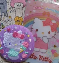 刺繍缶バッジ付ビスケット＆ウエハースカード ハローキティ