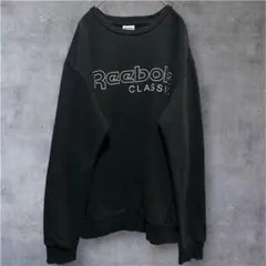 【リーボック クラシック】ビッグロゴ 刺繍 スウェット トレーナー 黒 O