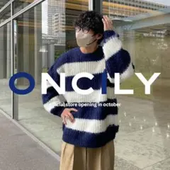 ONCILY ブラッシュドボーダーニット
