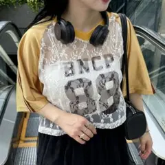 CIAOPANIC レースドッキングフットボールTee イエロー