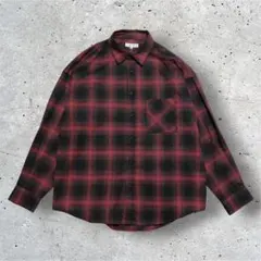 Rocky Monroe オンブレチェック ネルシャツ レッド ブラック M